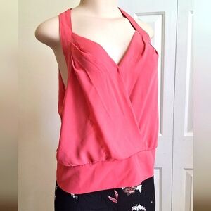 New York & Company 7th Avenue Pink Wrap Halter Blouse - Size M